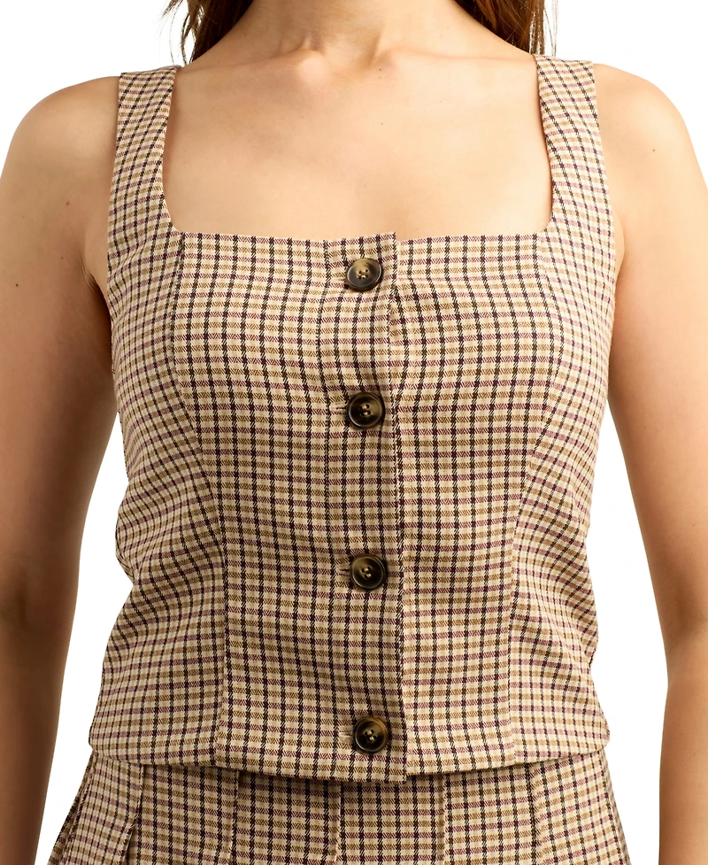 Bcx Juniors' Square Neck Button-Front Tank Top