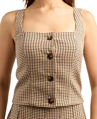 Bcx Juniors' Square Neck Button-Front Tank Top