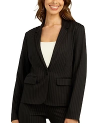 Bcx Juniors' Pinstripe Ponte Knit Button-Front Blazer