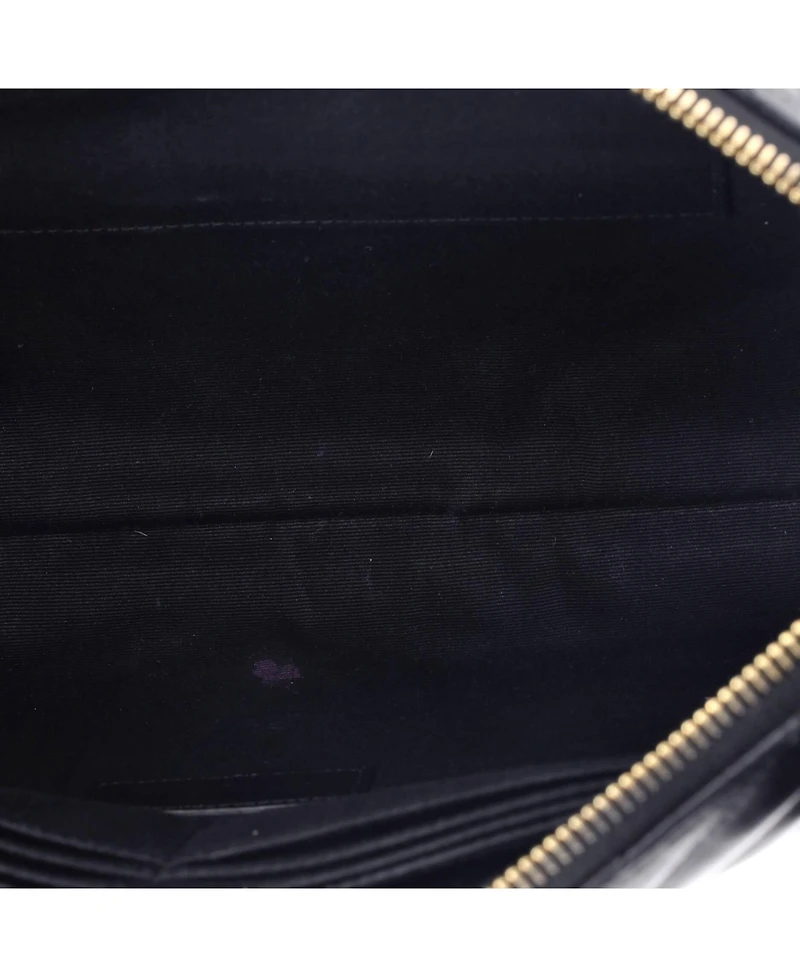 Pre-Owned Saint Laurent Large Classic Monogram Wristlet Pouch Matelasse Chevron Leather