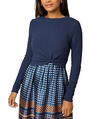 Adrianna Papell Women's Crewneck Knit Print Combo Dress