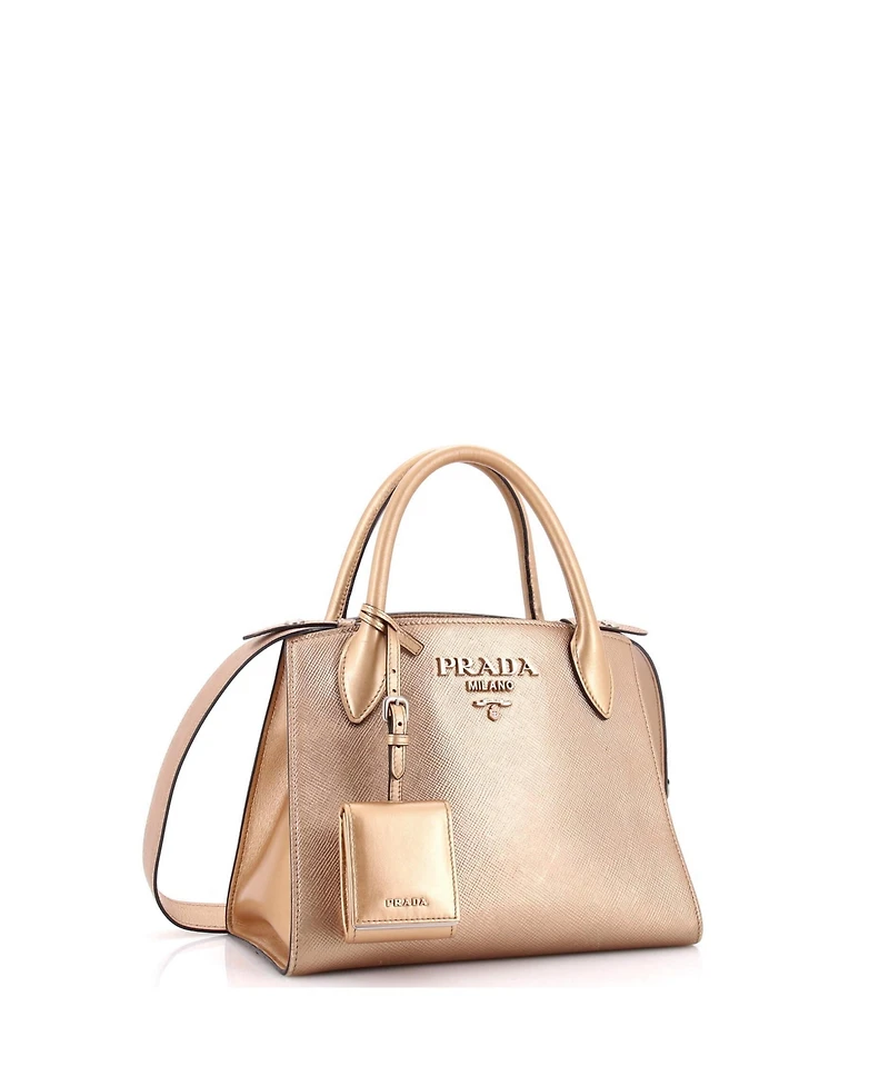 Pre-Owned Prada Small Monochrome Tote Saffiano with City Calf