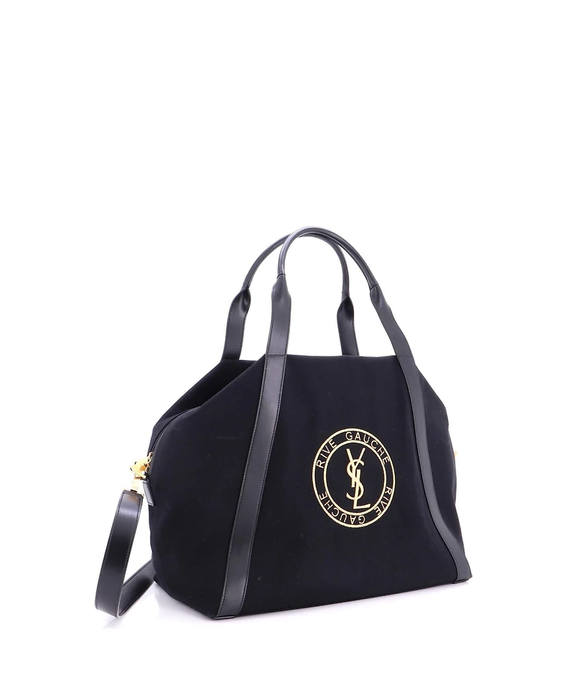 Pre-Owned Saint Laurent Rive Gauche Bowling Bag Embroidered Canvas