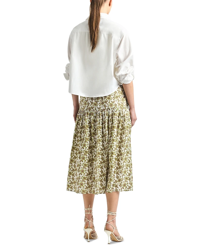 Derek Lam 10 Crosby Women's Beau Printed Cotton Drop Waist Skirt