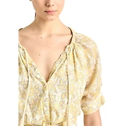 Derek Lam 10 Crosby Women's Suri Printed V-Neck Tuck Front Top
