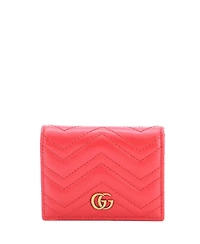 Pre-Owned Gucci Small Gg Marmont Bifold Wallet Matelasse Leather