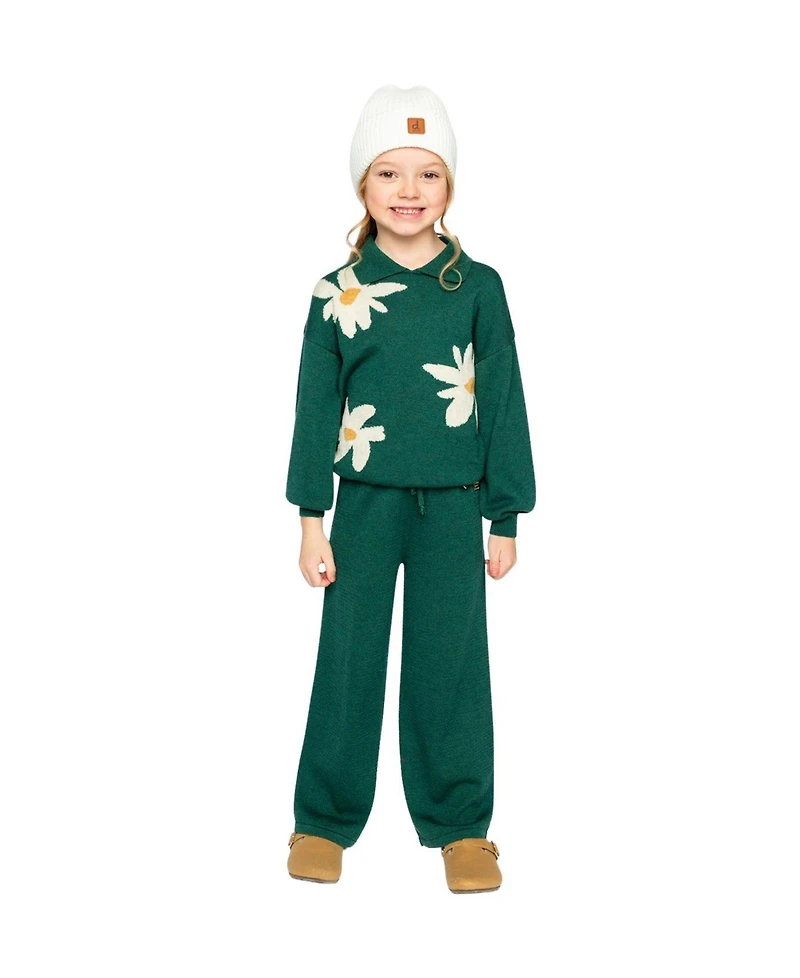 Deux par Deux Toddler Girls 2T - 5T Knitted Sweater Jasper Printed
