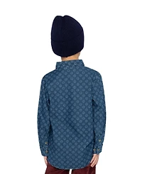 Deux par Toddler Boys (2T-5T) Chambray Shirt with Smiley Print
