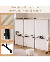 Slickblue 3 Panel Room Divider Screen with Storage Shelves and Rolling Wheels