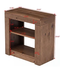 Tribesigns 24 Inch Solid Wood Nightstand With 2 Open Shelves, Modern Farmhouse Rustic End Table, Accent Side Table For Bedroom and Living Room