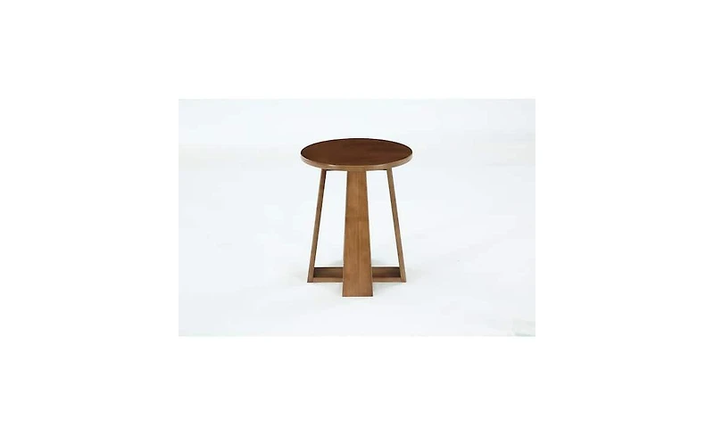 Tribesigns 19.7 in. Walnut Round End Table, Mdf Side Table with 4 Crossed Legs for Living Room, Bedroom
