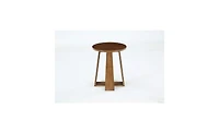 Tribesigns 19.7 in. Walnut Round End Table, Mdf Side Table with 4 Crossed Legs for Living Room, Bedroom