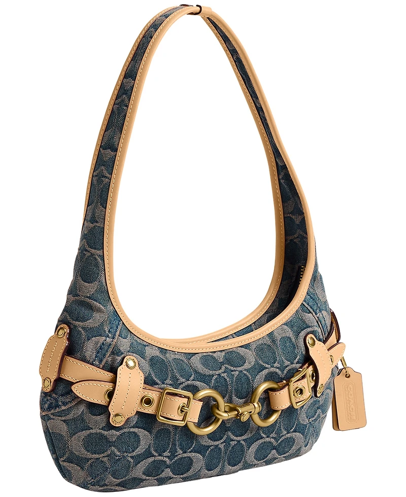 Coach Belted Ergo Signature Loved Denim Small Shoulder Handbag