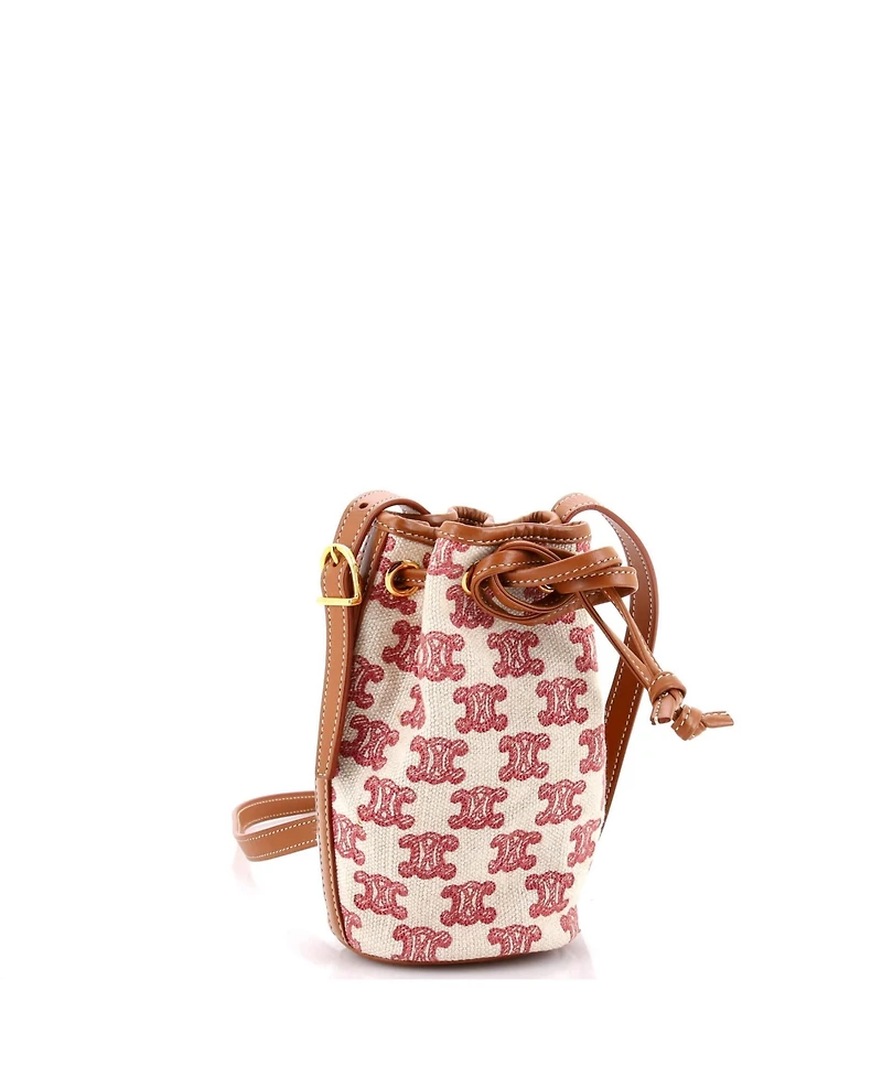 Pre-Owned Celine Micro Drawstring Bucket Bag Triomphe Canvas
