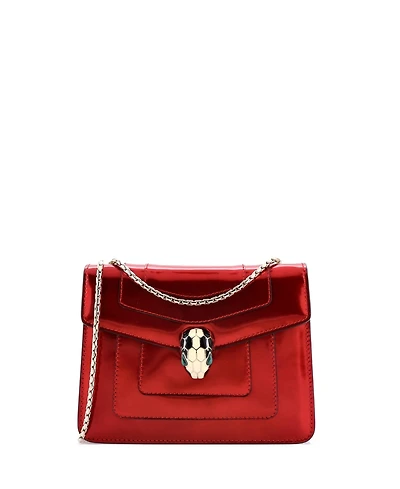 Pre-Owned Bvlgari Small Serpenti Forever Square Shoulder Bag Metallic Leather