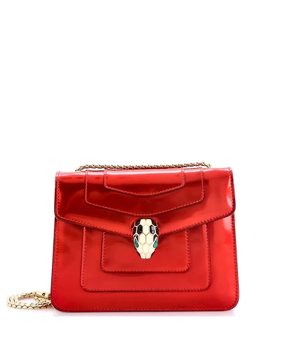 Pre-Owned Bvlgari Small Serpenti Forever Square Shoulder Bag Metallic Leather