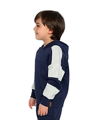 Deux par Deux Little Boys (6-12) Hooded Striped Fleece Cardigan