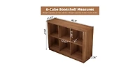 flynama 40 Inch Wide 6-Cube Curved Edge Low Horizontal Farmhouse Bookcase
