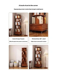 flynama 360 Degree Rotating 6-Tier Corner Bookshelf with Wheels