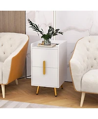 Costway Nightstand with Charging Station Home Bedside Sofa Side Tables