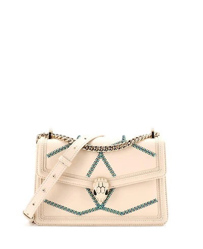 Pre-Owned Bvlgari Small Serpenti Forever Shoulder Bag Whipstitched Leather