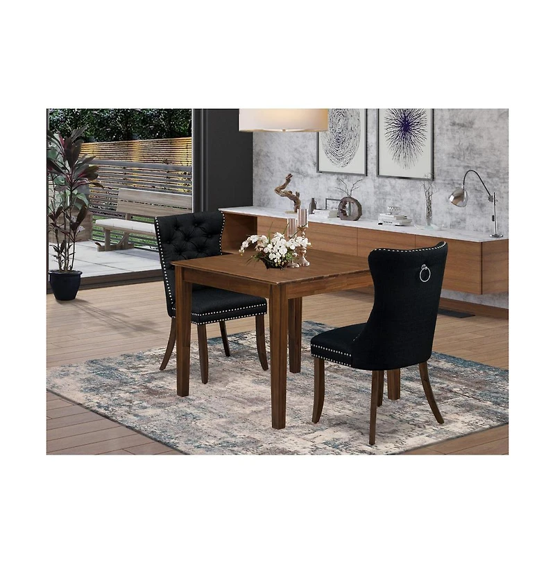 East West Furniture 3 Piece Dinette Set for Small Spaces Contains a Square Kitchen Table