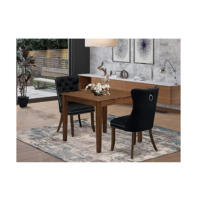 East West Furniture 3 Piece Dinette Set for Small Spaces Contains a Square Kitchen Table