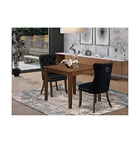 East West Furniture 3 Piece Dinette Set for Small Spaces Contains a Square Kitchen Table
