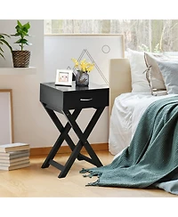 Costway Nightstand x-Shape Drawer Accent Side End Table Modern Home Furniture