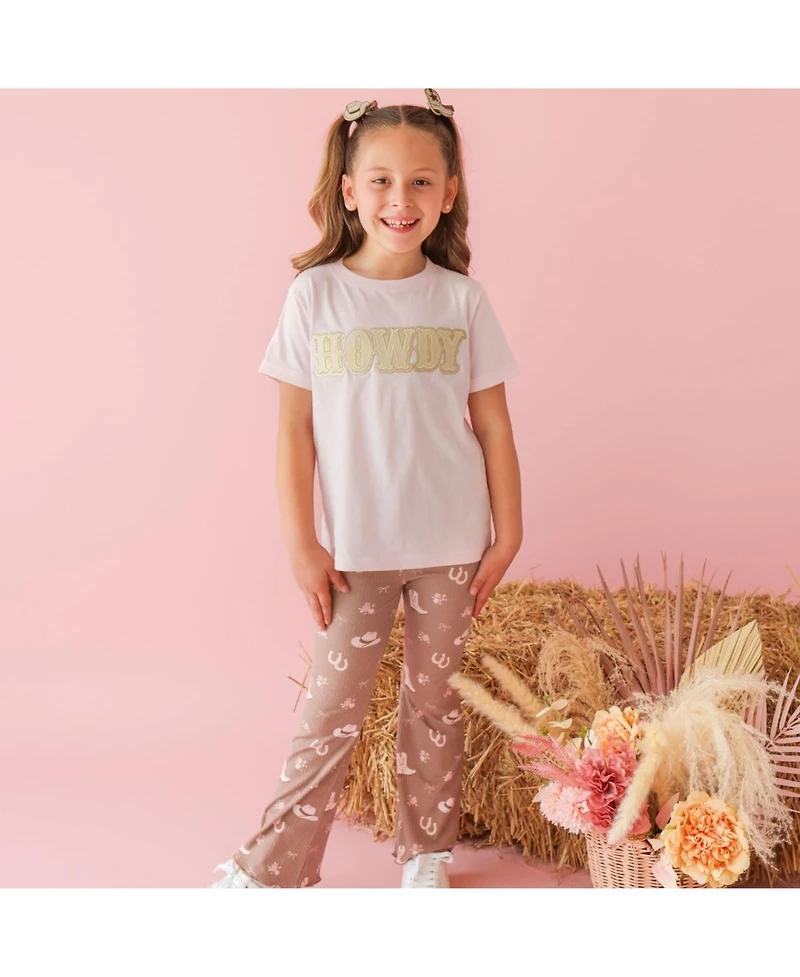 Sweet Wink Little Girls 5-8 Howdy Patch Western Short Sleeve T-Shirt
