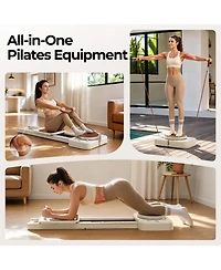 Fed Fitness Pilates Reformer Machine with Springs, Sitting Box and Jump Board, Heavy Steel Frame Fitness Equipment for Home and Studio