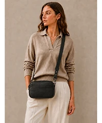 Susu Avery Pebble Leather Camera Bag Structured Crossbody Purse with Wide Strap