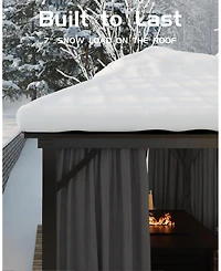 homfan Hardtop Gazebo for Backyard Patio with Mosquito Netting, Privacy Curtains, Heavy-Duty Aluminum Pavilion