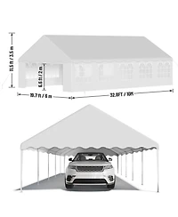 homfan Heavy Duty Large Event Tent, Metal Frame with Pe Canopy, Waveside Edge and Detachable Side Curtains for Commercial, Wedding, Parties