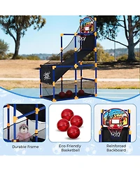 homfan 12.8 x 6.1 x 16.3 Inch Pvc Basketball Game Set for Kids with 4 Mini Basketballs Air Pump Included Indoor Fun Play Regular