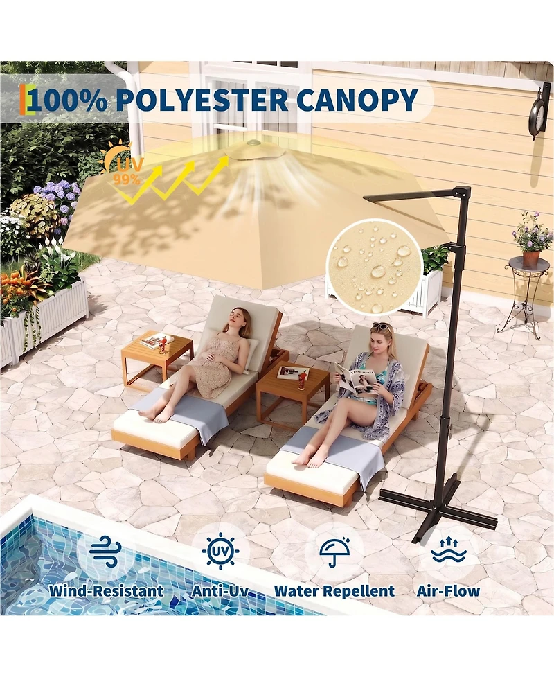 9-foot Off-Center Outdoor Umbrella-uv-Resistant, Large-Canopy Cantilever Patio Umbrella with Breathable Canopy, Ideal for Patios and Backyards