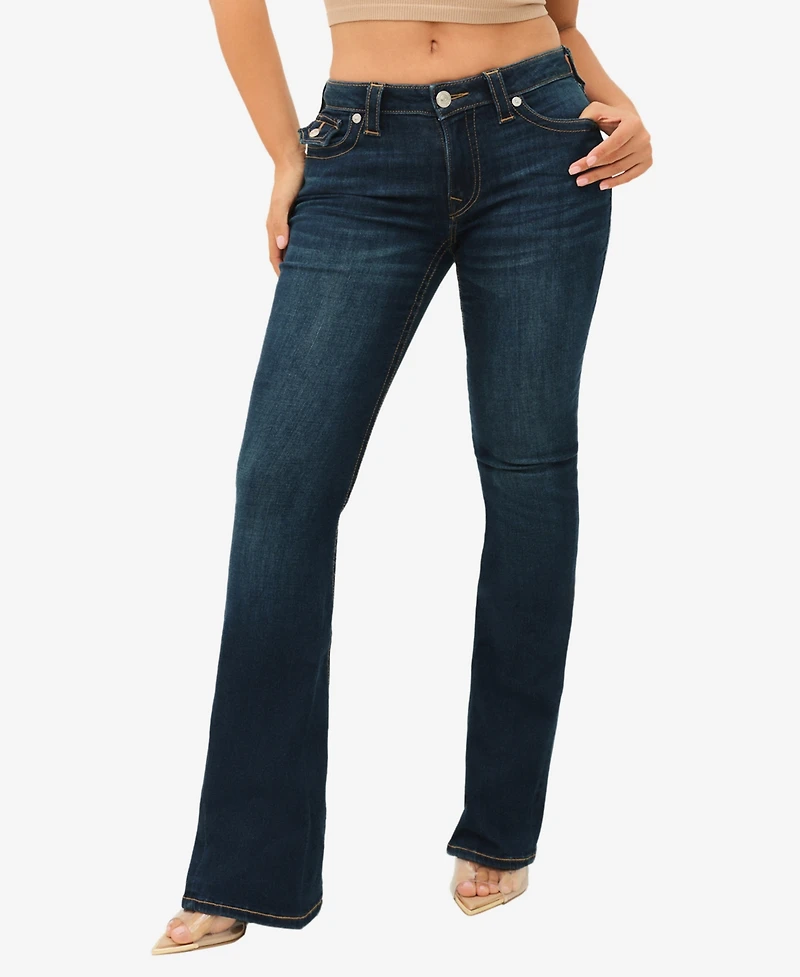 True Religion Women's Joey Mid-Rise Flare Flap Jeans