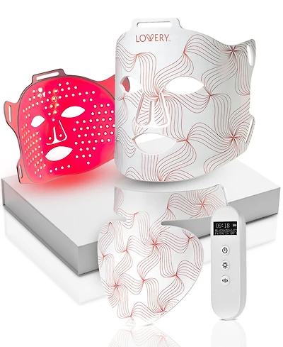 Lovery Led Light Therapy Face and Neck Set with Multiple Wavelengths - Fda-Cleared Anti-Aging Skin Rejuvenation, Medical-Grade Silicone