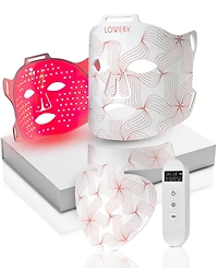 Lovery Led Light Therapy Face and Neck Set with Multiple Wavelengths - Fda-Cleared Anti-Aging Skin Rejuvenation, Medical-Grade Silicone