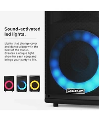 Dolphin Bluetooth Karaoke Party Speaker System with Dynamic Spin Led Lights and Microphone