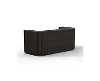 Logicfox 70.8in Curved Reception Desk, Mid Century Front Desk Room Table with Power Outlet and Led Light