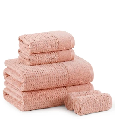 Madison Park Spa Waffle Jacquard Luxury Combed Cotton 6-Pc. Bath Towel Set