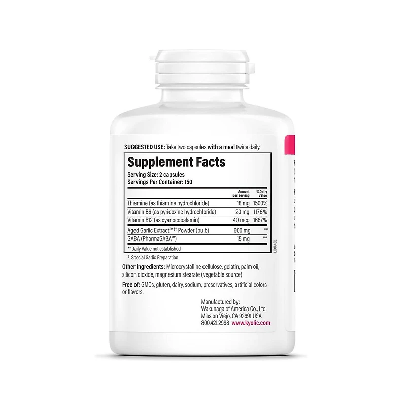 Kyolic Aged Garlic Extract Formula 101, Stress and Fatigue Relief, 300 capsules.