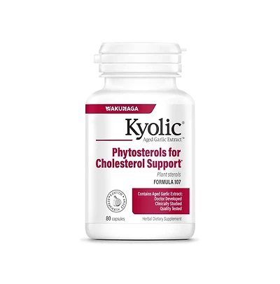 Kyolic Aged Garlic Extract Formula 107, Phytosterols for Cholesterol Support, 80 Capsules