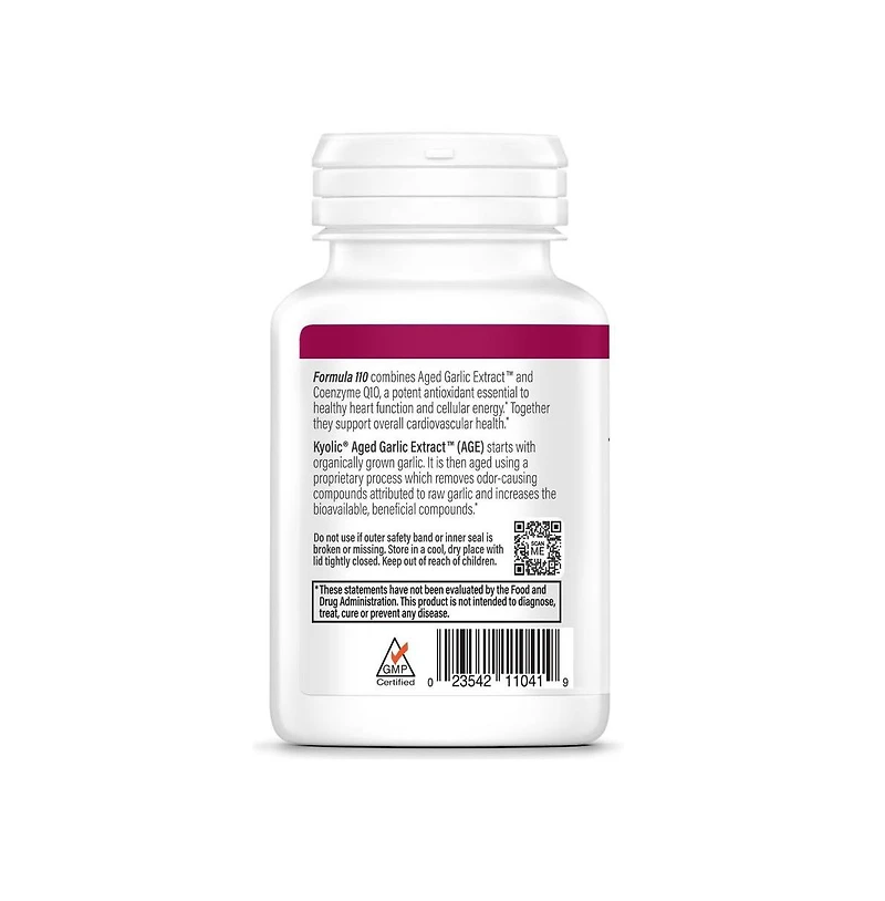 Kyolic Aged Garlic Extract Formula 110, CoQ10 Cardiovascular, 100 Capsules
