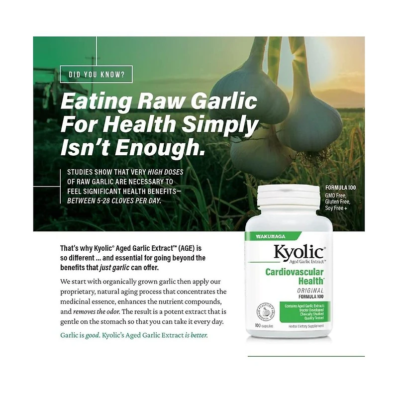 Kyolic Aged Garlic Extract Formula 300, Cardiovascular Health