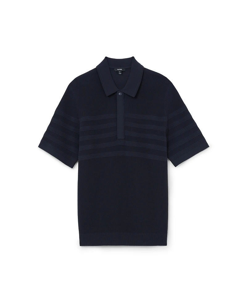 Reiss Men's Falklands Cotton-Blend Textured-Knit Half-Zip Polo Shirt