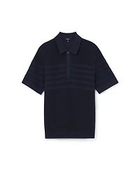 Reiss Men's Falklands Cotton-Blend Textured-Knit Half-Zip Polo Shirt
