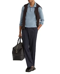 Reiss Men's Trafford Merino Wool Long-Sleeve Polo Shirt