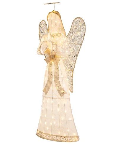 Glitzhome 63" Glittered Fabric Angel Decor